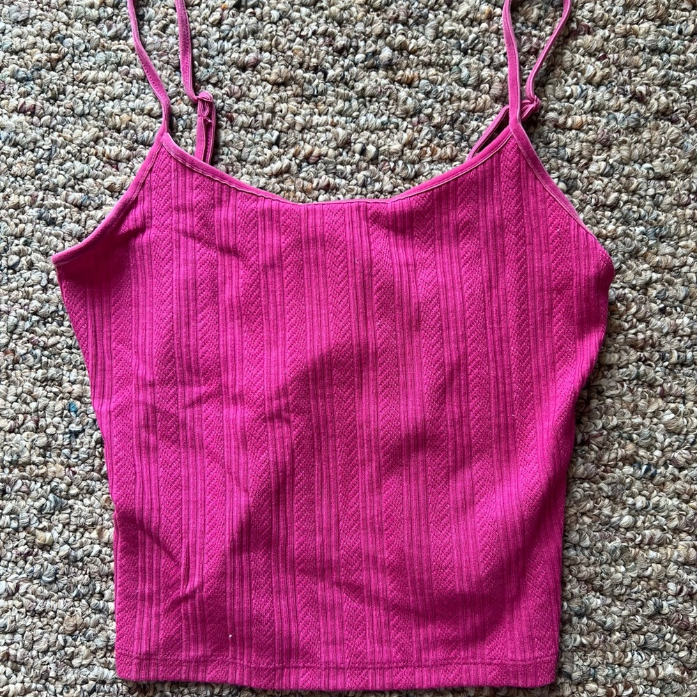 American Eagle Outfitters Pink Ribbed Crop Camisole